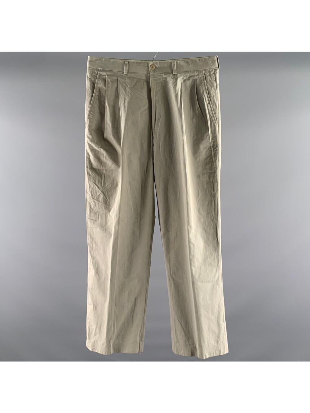 GIANNI VERSACE Size 32 Grey Pleated Cotton Relaxed fit Dress Pants